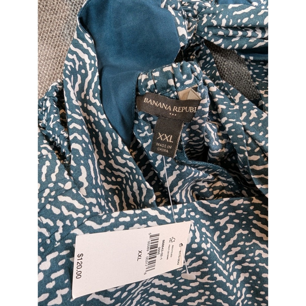 NWT Banana Republic Dress Womens XXL Green Chevron Ruffle Sleeve Tie Back Midi - Picture 7 of 8
